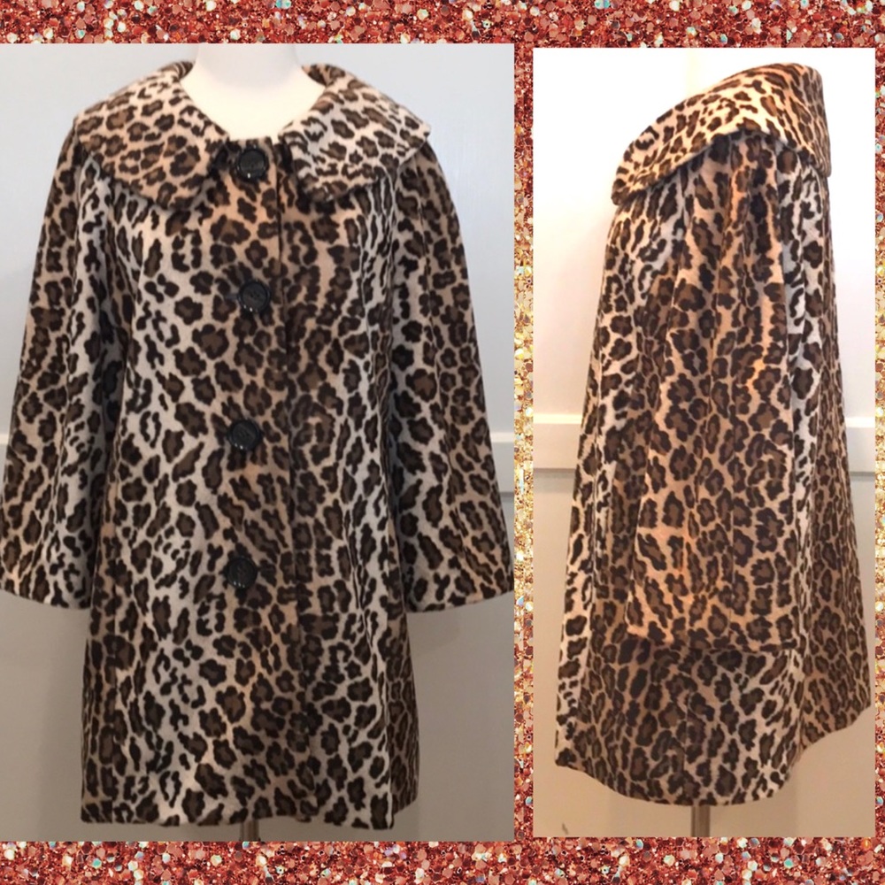 💙Retro 60s style Yvos sz 16 leopard car/pea coat